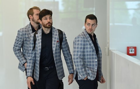 Čeští hokejisté už jsou na letišti v Praze, v čele Michal Kempný