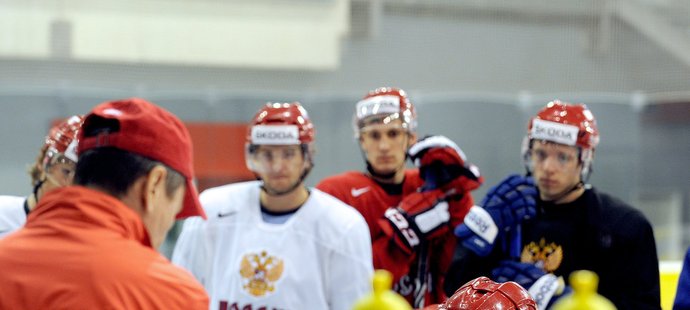 Alexandr Ovečkin během reprezentačního tréninku Ruska