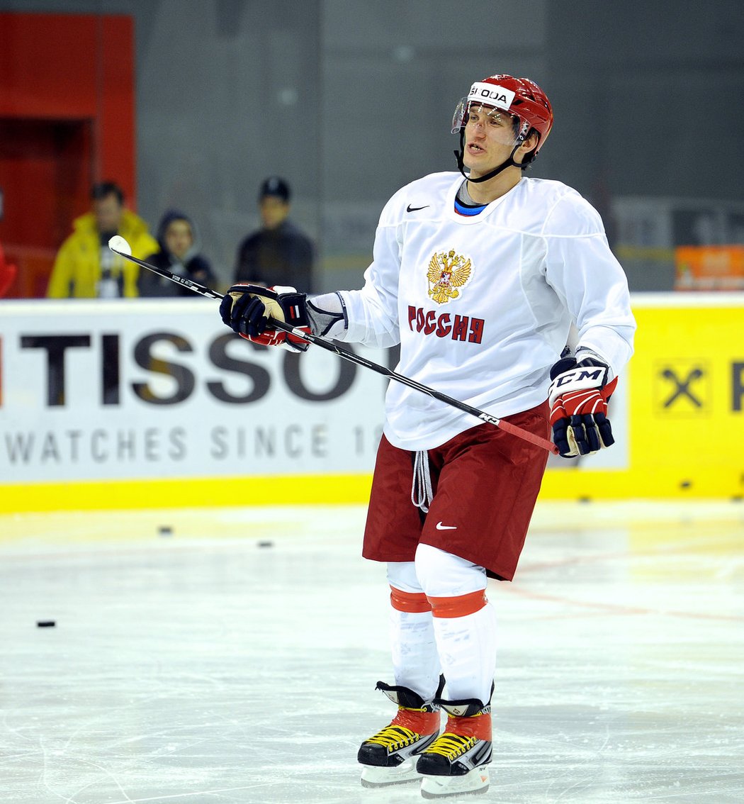 Alexandr Ovečkin během reprezentačního tréninku Ruska