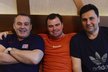 Trenéři hokejové reprezentace Ondřej Weissmann, Jaroslav Špaček a Vladimír Růžička při rozhovoru pro deník Sport