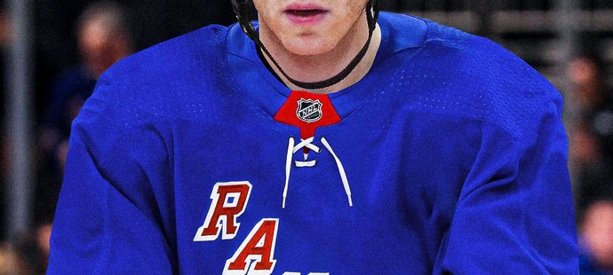 Fotomontáž Patricka Kanea v dresu Rangers, kam se přesouvá z Chicaga