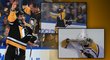 Útočník Pittsburghu Jason Zucker dal v prvním zápase Penguins s retro dresy vzpomenout na Jaromíra Jágra. Po úvodním gólu zasalutoval jako kdysi kladenská legenda