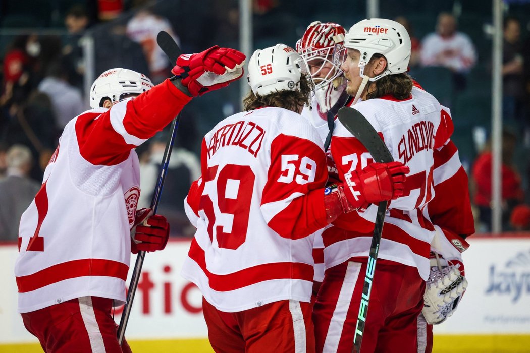 Detroit Red Wings se radují z pátého vítězství v řadě