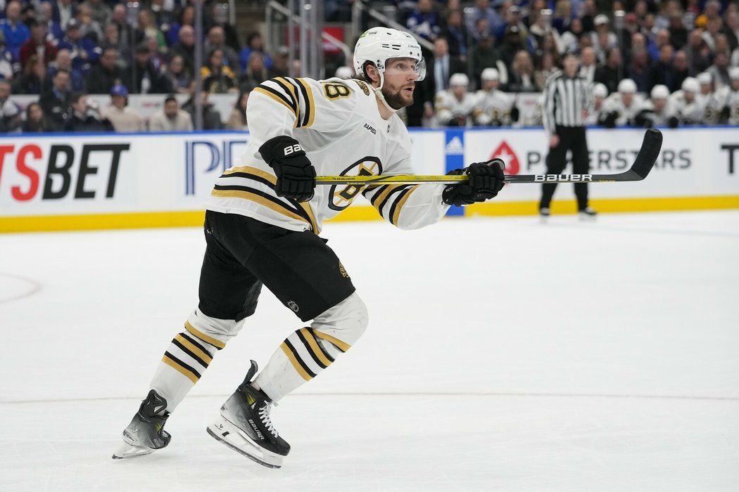 Český útočník Pavel Zacha v dresu Boston Bruins