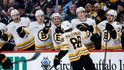 Střídačka Bostonu oslavuje gól Davida Pastrňáka