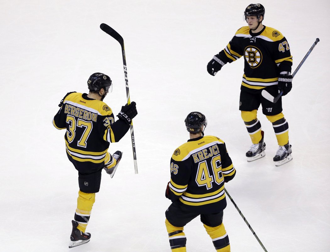 Výhru proti Calgary trefil Patrice Bergeron, gól připravil i David Krejčí