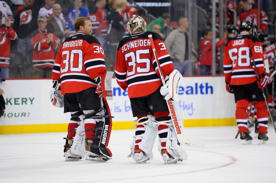 Martin Brodeur a Cory Schneider, brankáři New Jersey