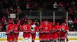 Hokejisté Caroliny se radují z výhry nad Montrealem