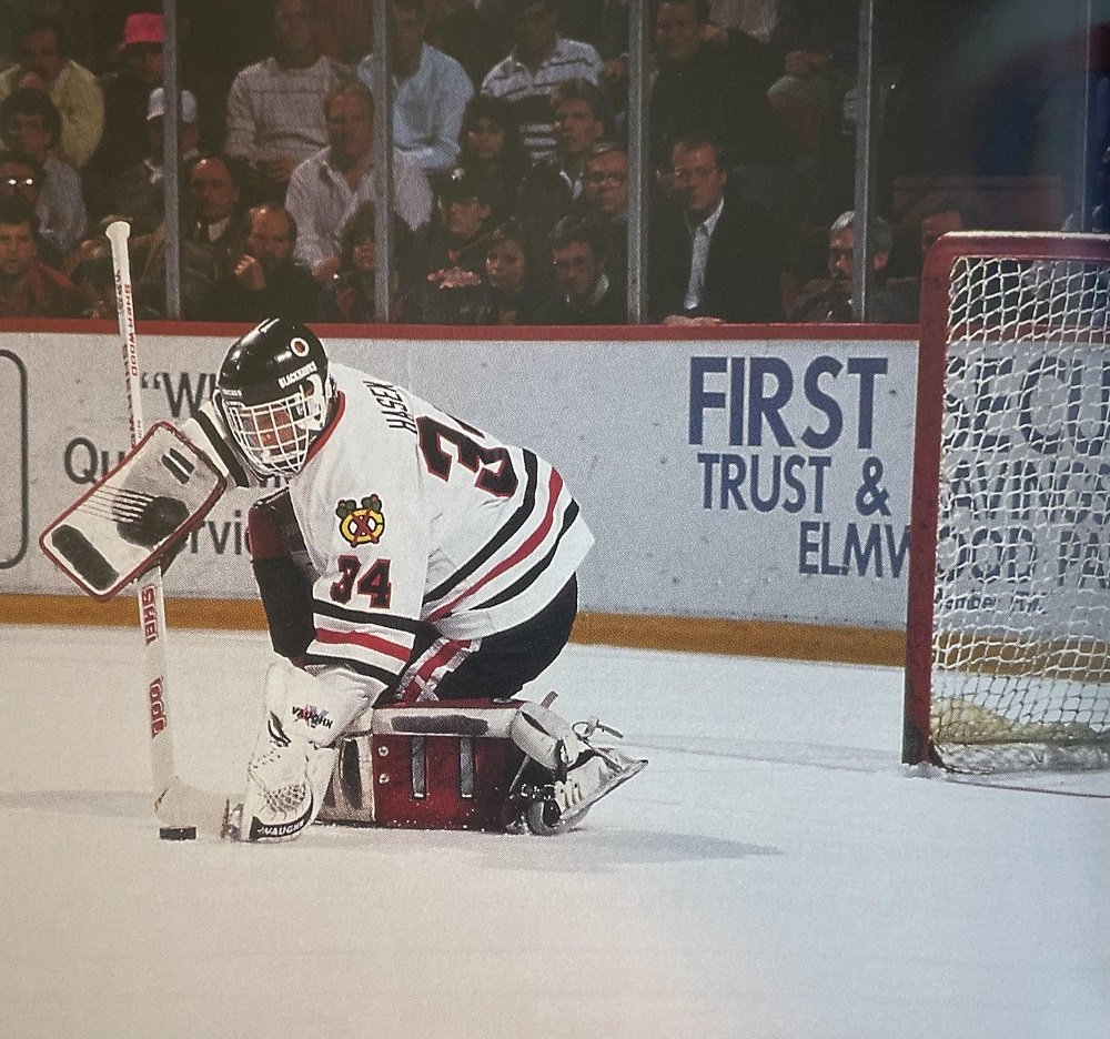 Dominik Hašek ještě v brance Chicago Blackhawks