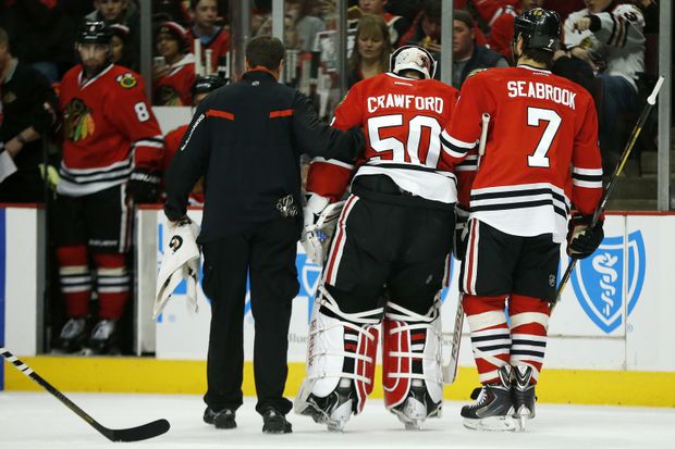 Corey Crawford utkání proti Floridě nedochytal. Jednička Chicaga musela odstoupit po jednom ze zákroků a zápas musel dochytat brankář z AHL Antti Raanta. Dvojka Nikolaj Chabibulin už totiž je na marodce. Corey Crawford utkání proti Floridě nedochytal. Jednička Chicaga musela odstoupit po jednom ze zákroků a zápas musel dochytat brankář z AHL Antti Raanta. Dvojka Nikolaj Chabibulin už totiž je na marodce.