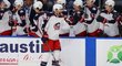 Český útočník Jakub Voráček slaví branku v přípravě NHL proti Buffalu
