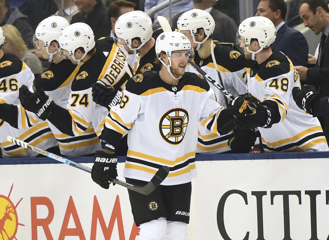 David Pastrňák nezabránil v pondělním utkání NHL dvěma góly porážce hokejistů Bostonu 2:4 v Torontu.