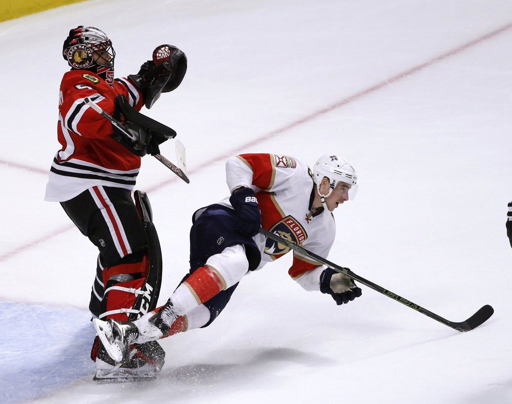 Brankář Blackhawks Corey Crawford byl po utkání vyhlášen první hvězdou zápasu