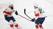 Hokejisté Floridy (vlevo český obránce Radek Gudas) se radují z branky v sérii play off NHL proti Washingtonu