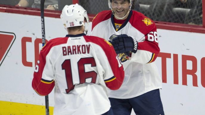 Aleksander Barkov s Jaromírem Jágrem ještě v dresu Floridy Panthers