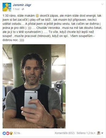 Jaromír Jágr po zápase s Philadelphií hned komunikoval na Facebooku se svými fanoušky