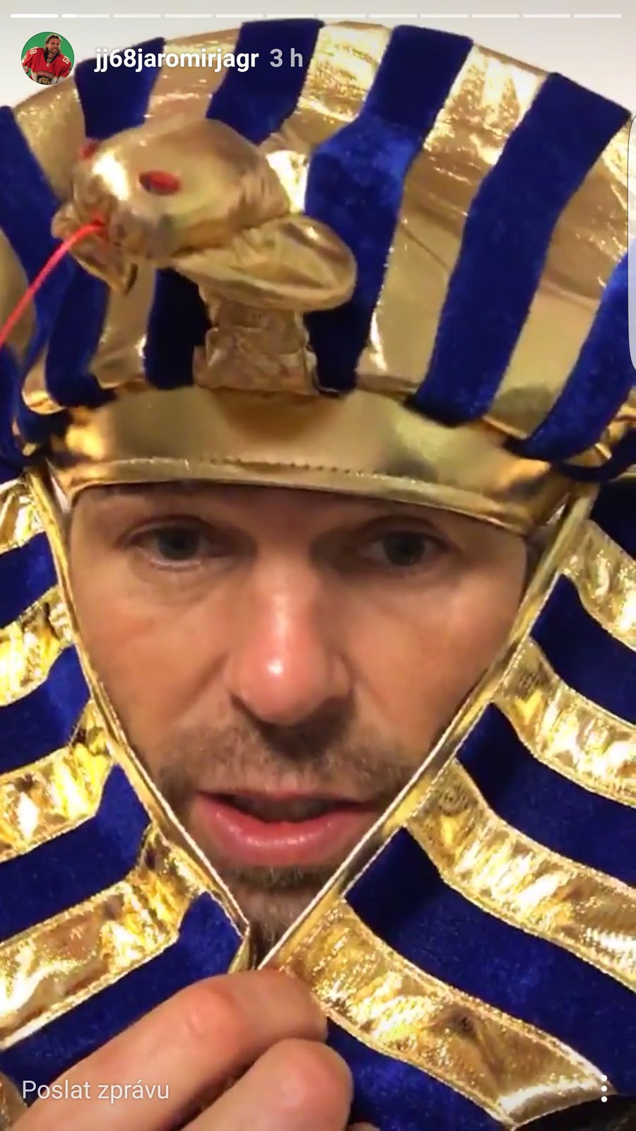 Jaromír Jágr si pro halloweenskou párty vybral kostým faraona.