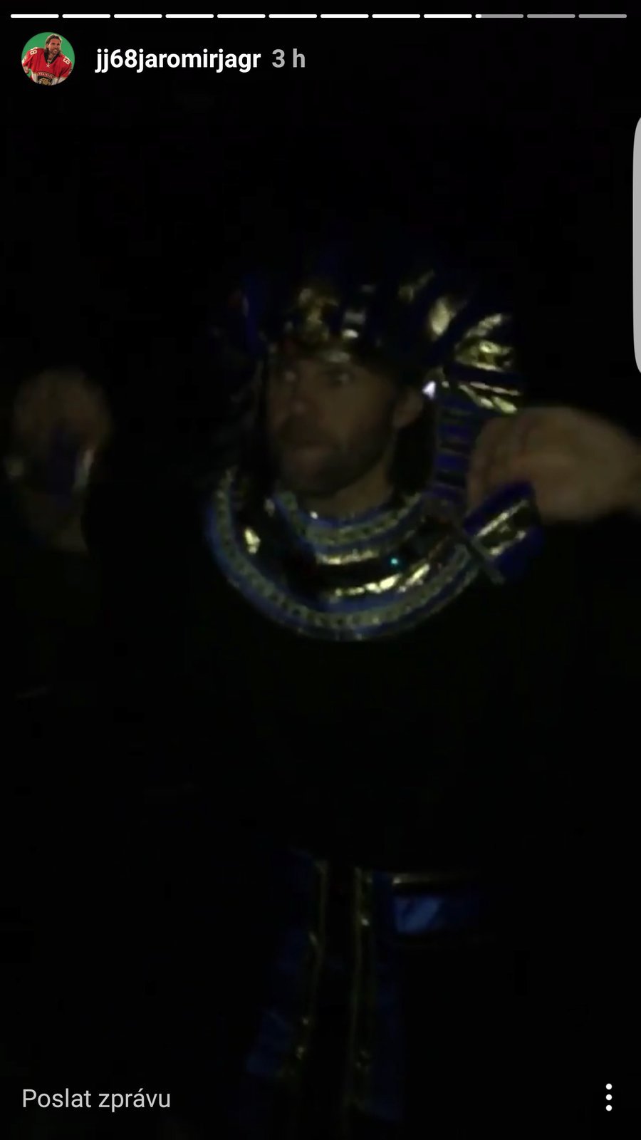 Jaromír Jágr si pro halloweenskou párty vybral kostým faraona.