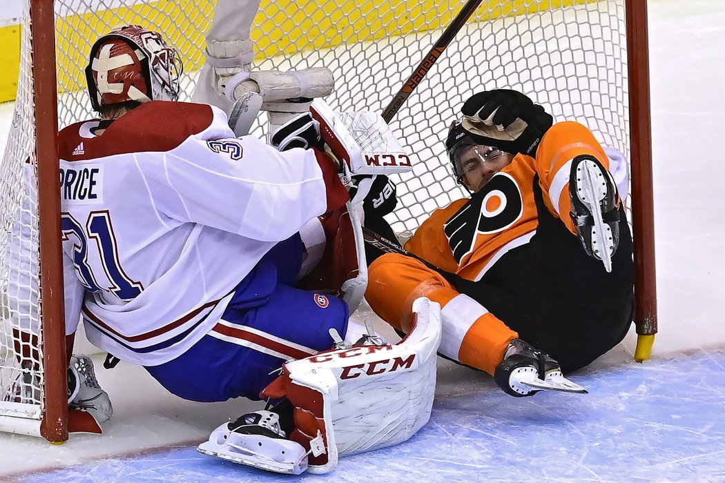 Carey Price po kolizi s Derekem Grantem z Philadelphie