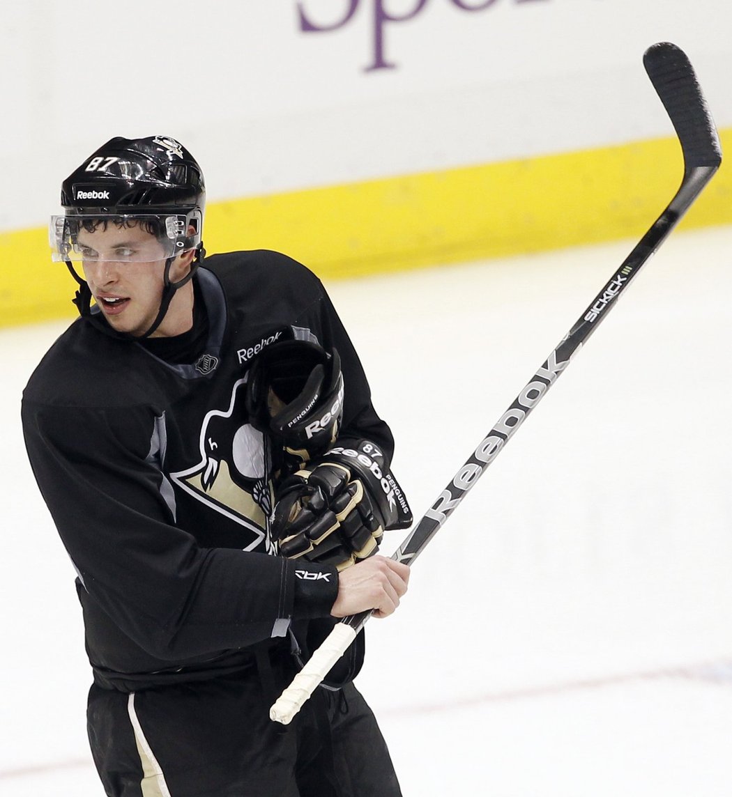 Sidney Crosby na tréninku Pittsburghu