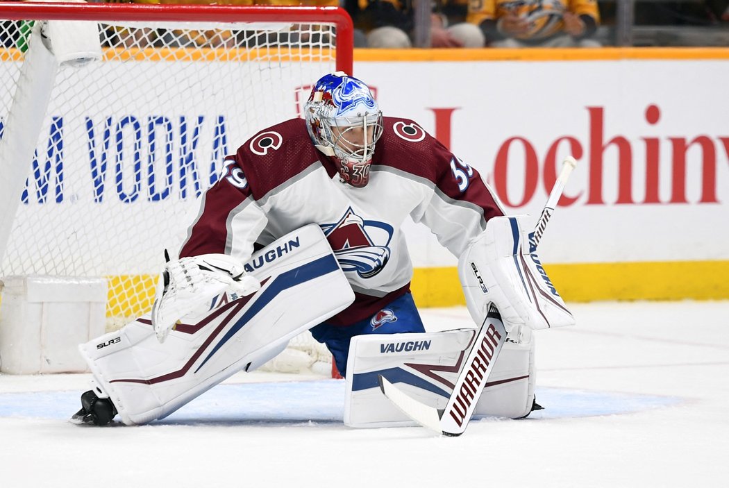 Český gólman Pavel Francouz v brance Colorada během play off NHL