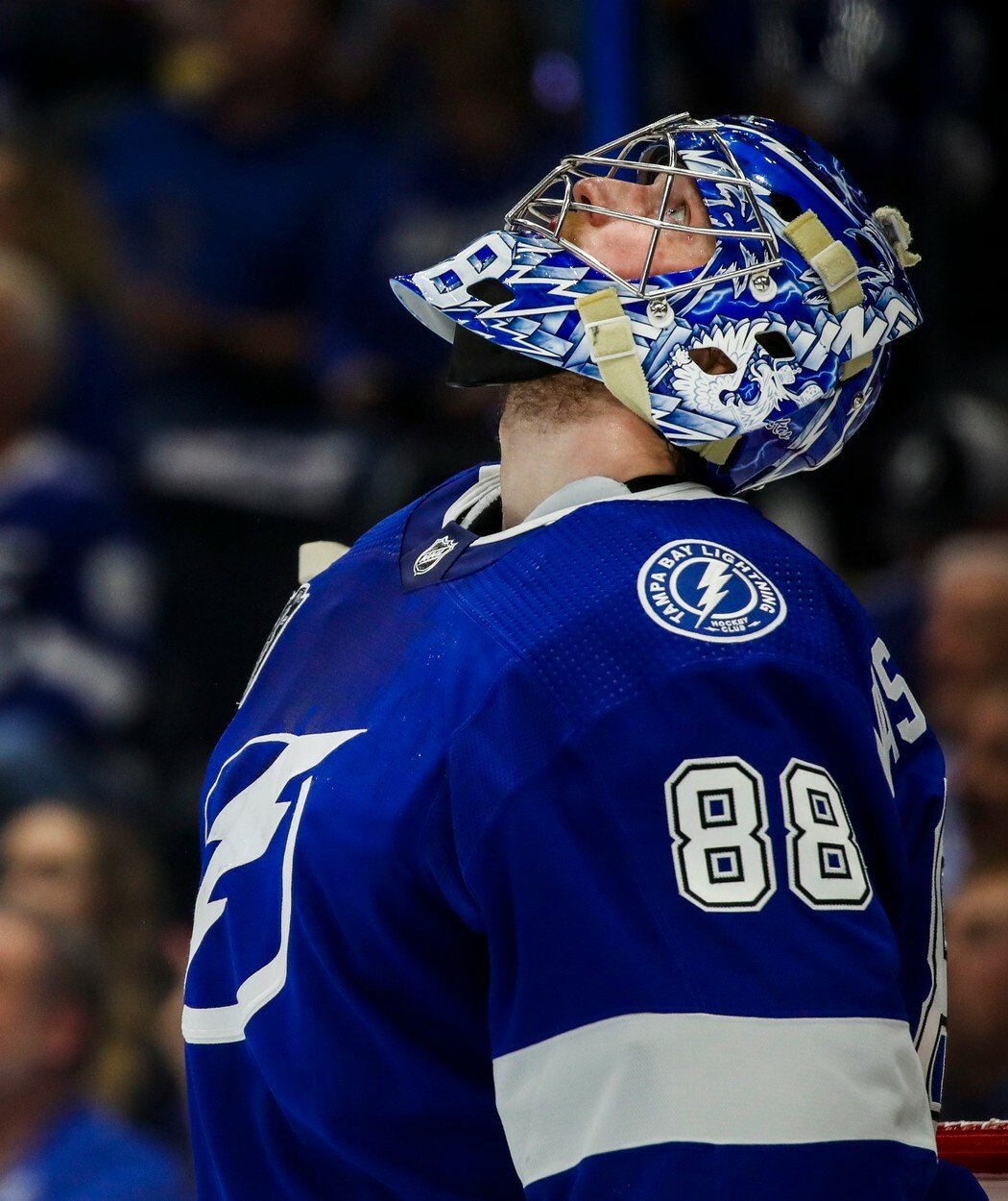 Brankář Tampy Andrej Vasilevskij ve finále NHL proti Coloradu