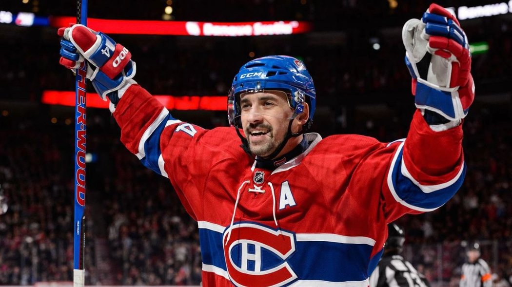 Český útočník Montrealu Tomáš Plekanec se raduje z překonání 600 bodů v NHL