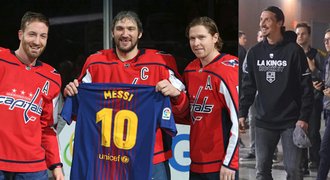 Fotbalové hody v NHL! Ovečkin pojede na Messiho, Zlatan si zakopal s Kings