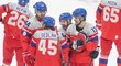 Radost českých hokejistů po výhře nad Švýcarskem