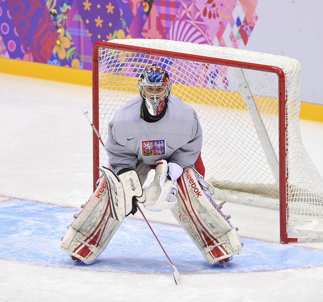 Jakub Kovář na prvním tréninku hokejové reprezentace v dějišti olympijského turnaje