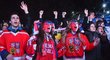 Čeští fanoušci v Olympijském parku na Letné během utkání se Slovenskem