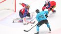 Brankář Malcolm Subban v akci proti Karlovým Varům