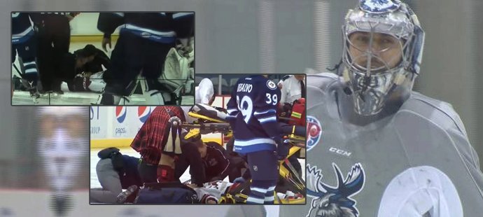 VIDEO: Pavelec viděl horor v AHL. Kapitánovi soupeře se zastavilo srdce
