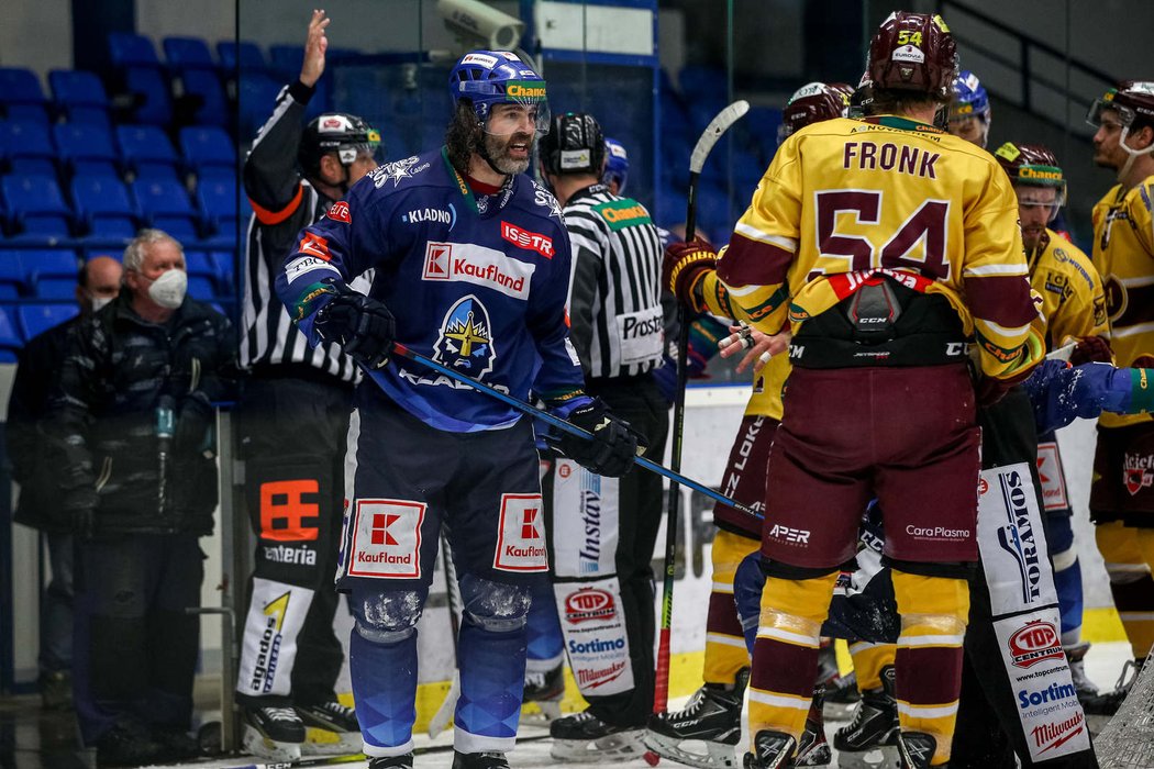 Kladenský matador Jaromír Jágr během finále play off s Jihlavou