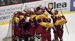 Hokejisté Jihlavy se radují ze druhého vítězství v semifinálové sérii první ligy s Kladnem