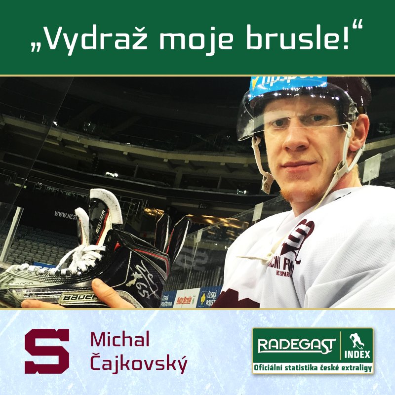 Michal Čajkovský (Sparta) draží brusle