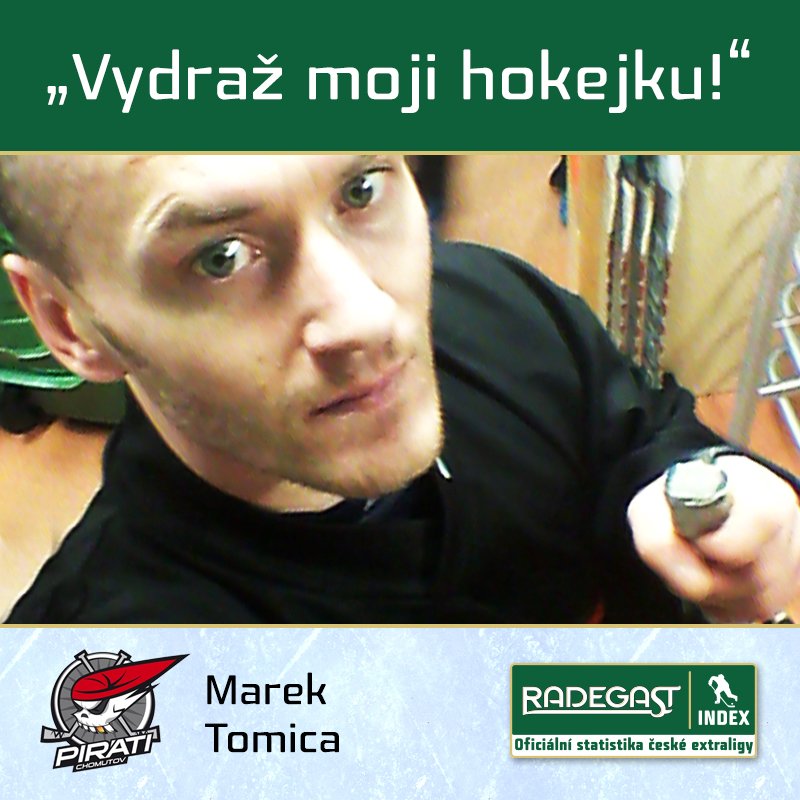 Marek Tomica (Chomutov) draží hokejku