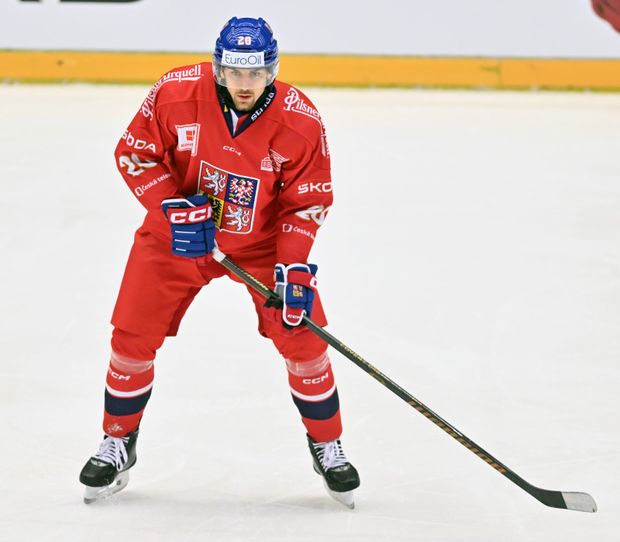 Útočník Michal Kunc v dresu české hokejové reprezentace Útočník Michal Kunc v dresu české hokejové reprezentace
