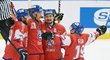 Radost českých hokejistů po brance proti Rakousku