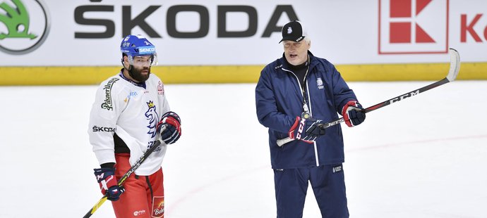 Miloš Říha s Radkem Gudasem na tréninku české reprezentace