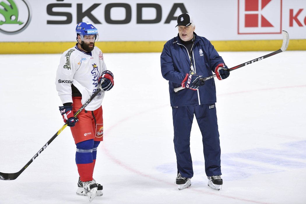 Miloš Říha s Radkem Gudasem na tréninku české reprezentace