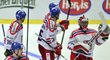 Čeští hokejisté se radují z nájezdové výhry nad Slovenskem