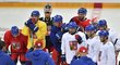 Česká hokejová reprezentace v Praze během tréninku na Světový pohár