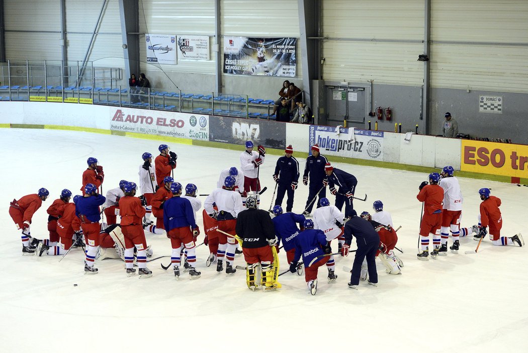 Čeští hokejisté před odletem na Švédské hry trénovali v Letňanech