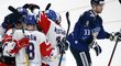 Čeští hokejisté slaví gól v úvodním zápase moskevského turnaje proti Finsku