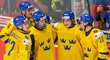Švédská dvacítka slaví vítězství nad Švýcarskem