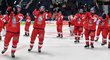 Čeští hokejisté se radují z vítězství nad Finskem