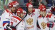 Ruští hokejisté se radují z gólu proti Finsku, na domácím turnaji neztratili ani bod