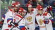 Ruští hokejisté se radují z gólu proti Finsku, na domácím turnaji neztratili ani bod