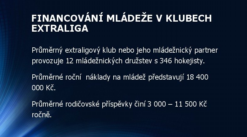 Financování mládeže extraligovými kluby